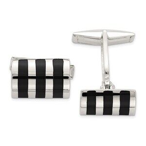 925 Sterling Silver Genuine Fine Jewelry Onyx Cufflinks